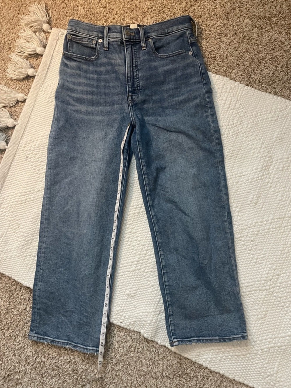 Madewell Cropped Slim Wide-Leg Jeans in Medium Blue